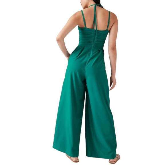 Athleta Keys Enlighten Up Jumpsuit 4 Emerald Green #602207 Athleisure Comfort - Picture 3 of 11